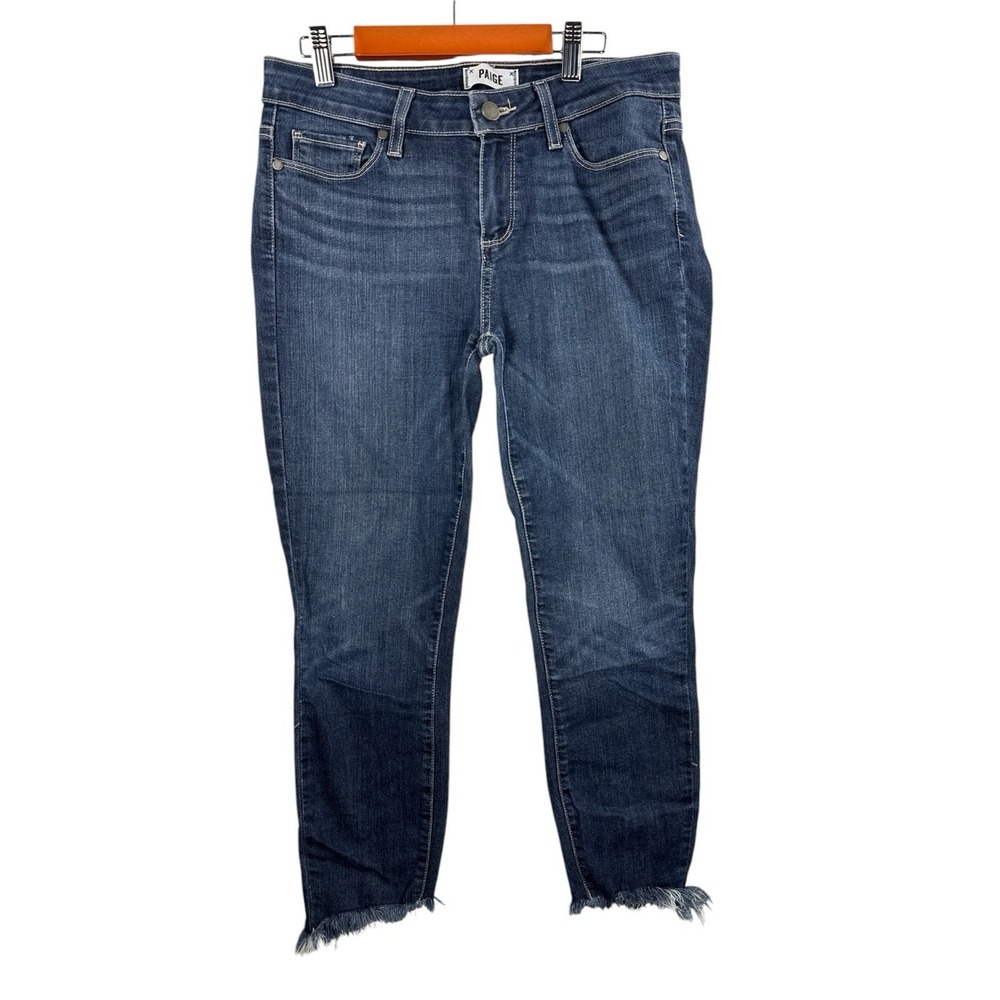 Paige Verdugo Ankle Jeans Dark Wash Frayed Hem Denim Pants Size 29